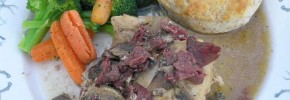 Crockpot chicken with chipped venison